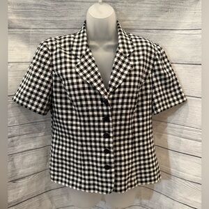 JOAN LESLIE Black and White Checkered Blazer/12P